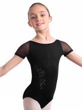 Load image into Gallery viewer, Bloch CL2342 'Claudie' Boat-Neck Mesh Wrap Embroidered Short-Sleeved Leo