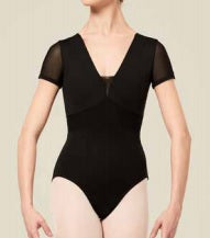 Load image into Gallery viewer, Bloch L2312 'Melaine' V-Neck Mesh &amp; Baroque Embroidered Cap Sleeve Leo
